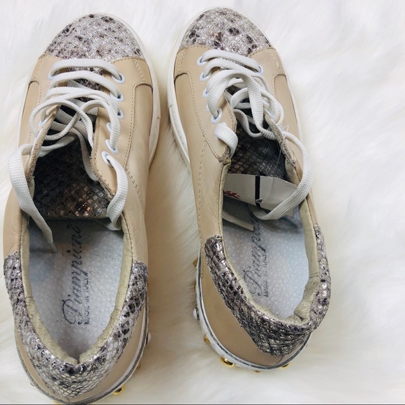 Piampiani Italy Cream Sneakers Size 6 Studded - Picture 5 of 8